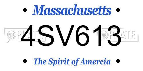 4SV613 Massachusetts License Plate