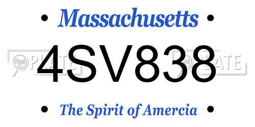 4SV838 Massachusetts License Plate