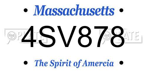 4SV878 Massachusetts License Plate