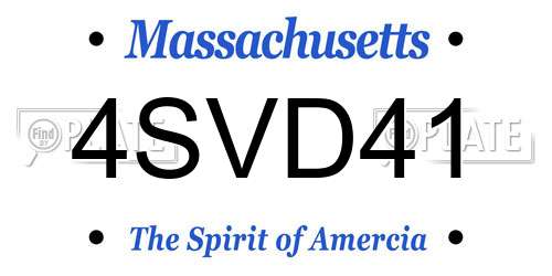 4SVD41 Massachusetts License Plate