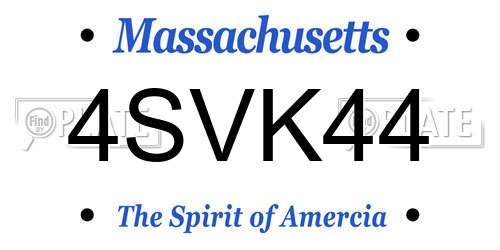 4SVK44 Massachusetts License Plate