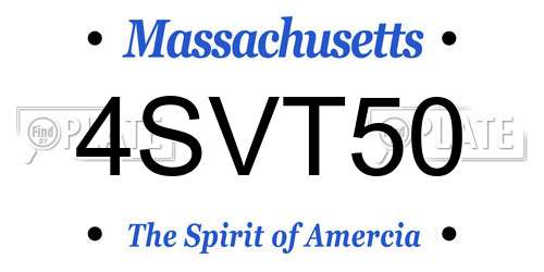 4SVT50 Massachusetts License Plate