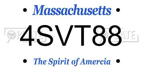 4SVT88 Massachusetts License Plate