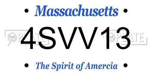 4SVV13 Massachusetts License Plate