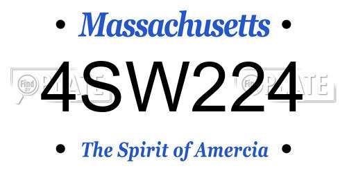4SW224 Massachusetts License Plate