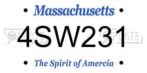 4SW231 Massachusetts License Plate