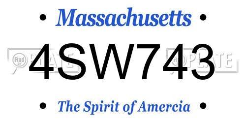 4SW743 Massachusetts License Plate