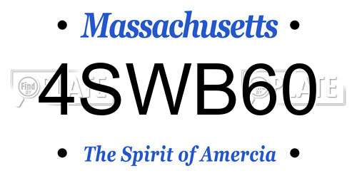 4SWB60 Massachusetts License Plate