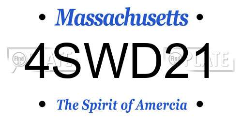 4SWD21 Massachusetts License Plate