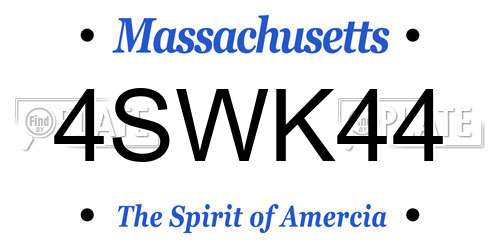 4SWK44 Massachusetts License Plate