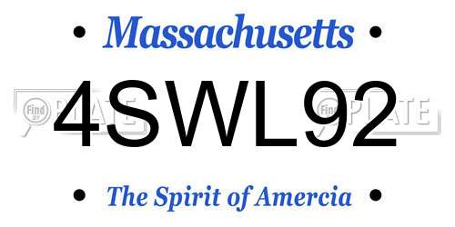 4SWL92 Massachusetts License Plate