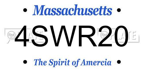 4SWR20 Massachusetts License Plate