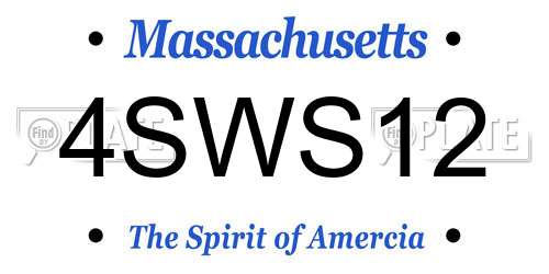 4SWS12 Massachusetts License Plate