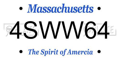 4SWW64 Massachusetts License Plate