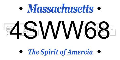 4SWW68 Massachusetts License Plate