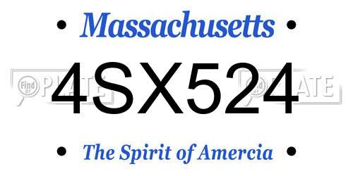 4SX524 Massachusetts License Plate