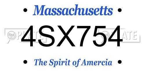 4SX754 Massachusetts License Plate