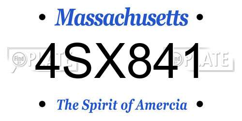 4SX841 Massachusetts License Plate