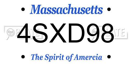 4SXD98 Massachusetts License Plate