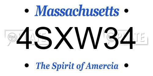 4SXW34 Massachusetts License Plate