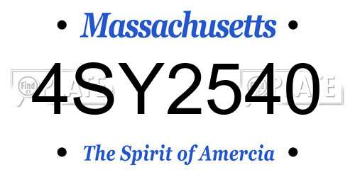 4SY2540 Massachusetts License Plate