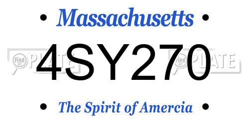 4SY270 Massachusetts License Plate