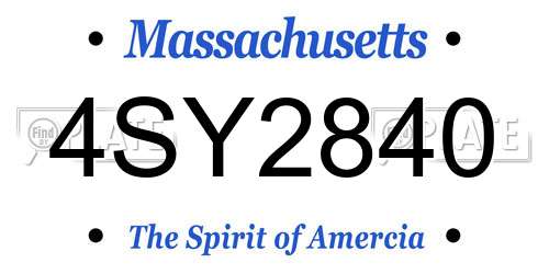 4SY2840 Massachusetts License Plate