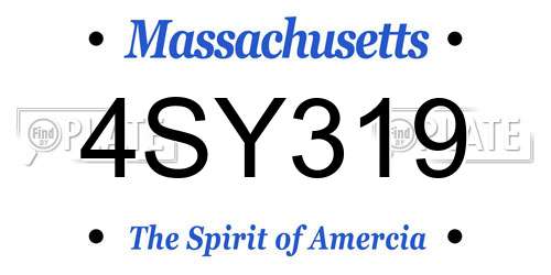4SY319 Massachusetts License Plate