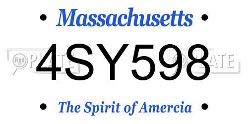 4SY598 Massachusetts License Plate