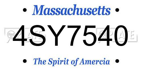 4SY7540 Massachusetts License Plate