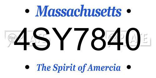 4SY7840 Massachusetts License Plate