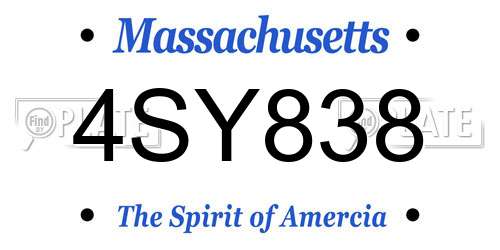 4SY838 Massachusetts License Plate