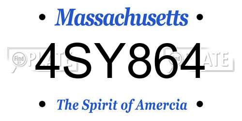 4SY864 Massachusetts License Plate