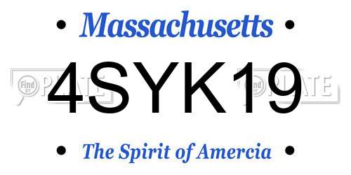 4SYK19 Massachusetts License Plate