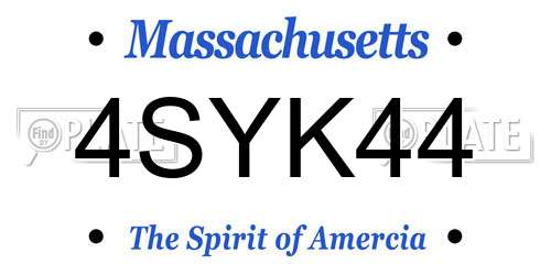 4SYK44 Massachusetts License Plate