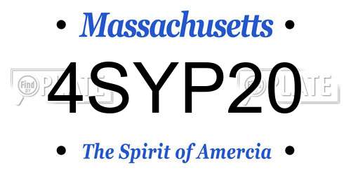 4SYP20 Massachusetts License Plate