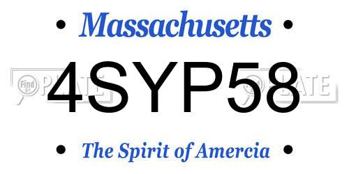 4SYP58 Massachusetts License Plate