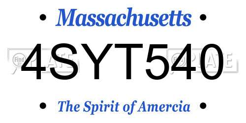 4SYT540 Massachusetts License Plate