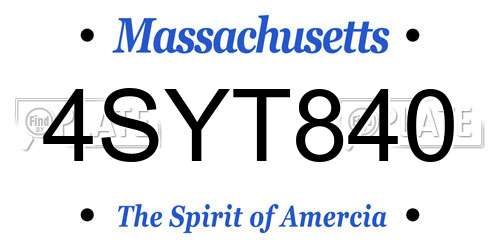 4SYT840 Massachusetts License Plate