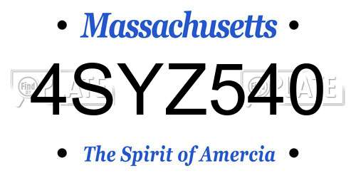 4SYZ540 Massachusetts License Plate