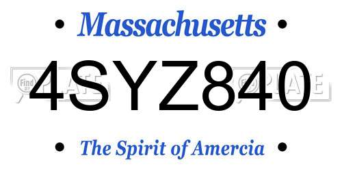 4SYZ840 Massachusetts License Plate