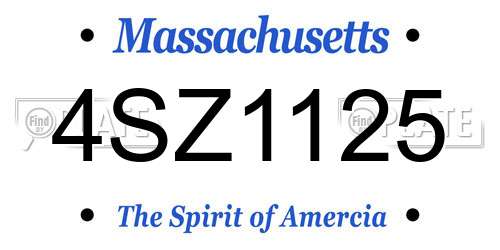 4SZ1125 Massachusetts License Plate