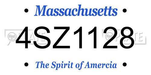 4SZ1128 Massachusetts License Plate
