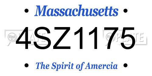 4SZ1175 Massachusetts License Plate