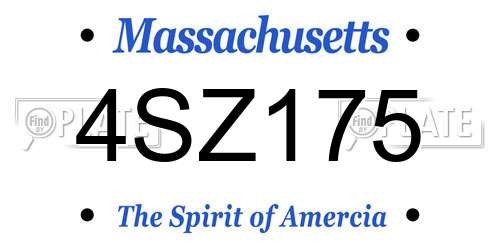4SZ175 Massachusetts License Plate