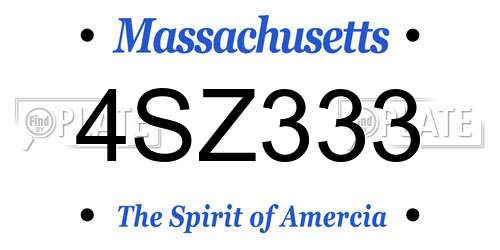 4SZ333 Massachusetts License Plate