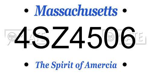 4SZ4506 Massachusetts License Plate