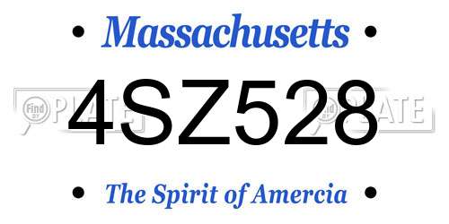 4SZ528 Massachusetts License Plate