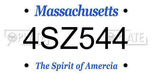 4SZ544 Massachusetts License Plate