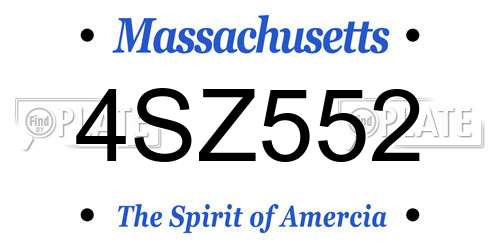 4SZ552 Massachusetts License Plate